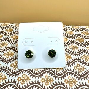 Green 14k Gold Plated Cubic Zirconia 8 MM Studs